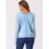 imageAllegra K Womens Floral Embroidery Sheer Long Sleeves Lace Blouse TopSky Blue