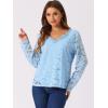 imageAllegra K Womens Floral Embroidery Sheer Long Sleeves Lace Blouse TopSky Blue