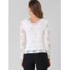 imageAllegra K Womens Floral Embroidery Sheer Long Sleeves Lace Blouse TopWhite
