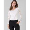 imageAllegra K Womens Floral Embroidery Sheer Long Sleeves Lace Blouse TopWhite