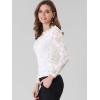 imageAllegra K Womens Floral Embroidery Sheer Long Sleeves Lace Blouse TopWhite