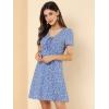 imageAllegra K Womens Floral Ruffle Trim Tie Front Dresses Short Sleeve Summer Flowy DressBlue