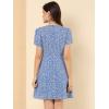 imageAllegra K Womens Floral Ruffle Trim Tie Front Dresses Short Sleeve Summer Flowy DressBlue
