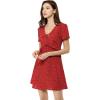 imageAllegra K Womens Floral Ruffle Trim Tie Front Dresses Short Sleeve Summer Flowy DressRed