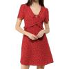 imageAllegra K Womens Floral Ruffle Trim Tie Front Dresses Short Sleeve Summer Flowy DressRed
