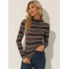 imageAllegra K Womens Long Sleeve Turtleneck Tops Stretch Slim Christmas Xmas Party ShirtBlack Striped