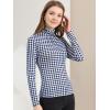 imageAllegra K Womens Long Sleeve Turtleneck Tops Stretch Slim Christmas Xmas Party ShirtBlue White