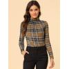 imageAllegra K Womens Long Sleeve Turtleneck Tops Stretch Slim Christmas Xmas Party ShirtBrown