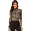 imageAllegra K Womens Long Sleeve Turtleneck Tops Stretch Slim Christmas Xmas Party ShirtBrown