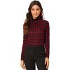 imageAllegra K Womens Long Sleeve Turtleneck Tops Stretch Slim Christmas Xmas Party ShirtRed