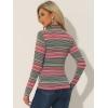 imageAllegra K Womens Long Sleeve Turtleneck Tops Stretch Slim Christmas Xmas Party ShirtRed Striped