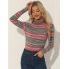 imageAllegra K Womens Long Sleeve Turtleneck Tops Stretch Slim Christmas Xmas Party ShirtRed Striped
