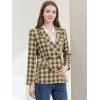 imageAllegra K Womens Notched Lapel Double Breasted Work Formal Blazer JacketWhite Brown