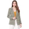 imageAllegra K Womens Notched Lapel One Button Boyfriend Blazer Suit Plaid Blazer JacketBlack