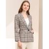 imageAllegra K Womens Notched Lapel One Button Boyfriend Blazer Suit Plaid Blazer JacketBrown Beige