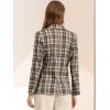 imageAllegra K Womens Notched Lapel One Button Boyfriend Blazer Suit Plaid Blazer JacketBrown Black