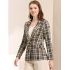imageAllegra K Womens Notched Lapel One Button Boyfriend Blazer Suit Plaid Blazer JacketBrown Black