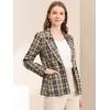 imageAllegra K Womens Notched Lapel One Button Boyfriend Blazer Suit Plaid Blazer JacketBrown Black