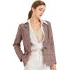 imageAllegra K Womens Notched Lapel One Button Boyfriend Blazer Suit Plaid Blazer JacketBurgundy