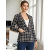 imageAllegra K Womens Notched Lapel One Button Boyfriend Blazer Suit Plaid Blazer JacketDark Blue