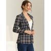 imageAllegra K Womens Notched Lapel One Button Boyfriend Blazer Suit Plaid Blazer JacketDark Blue