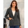 imageAllegra K Womens Notched Lapel One Button Boyfriend Blazer Suit Plaid Blazer JacketGrey Black