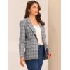 imageAllegra K Womens Notched Lapel One Button Boyfriend Blazer Suit Plaid Blazer JacketGrey Blue