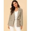 imageAllegra K Womens Notched Lapel One Button Boyfriend Blazer Suit Plaid Blazer JacketKhaki