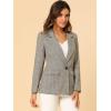 imageAllegra K Womens Notched Lapel One Button Boyfriend Blazer Suit Plaid Blazer JacketLight Coffee
