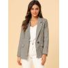 imageAllegra K Womens Notched Lapel One Button Boyfriend Blazer Suit Plaid Blazer JacketLight Coffee
