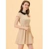 imageAllegra K Womens Peter Pan Collar Short Sleeves Contrast ALine Polka Dots DressBeige