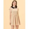 imageAllegra K Womens Peter Pan Collar Short Sleeves Contrast ALine Polka Dots DressBeige