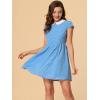 imageAllegra K Womens Peter Pan Collar Short Sleeves Contrast ALine Polka Dots DressLight Blue