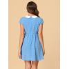 imageAllegra K Womens Peter Pan Collar Short Sleeves Contrast ALine Polka Dots DressLight Blue