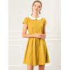 imageAllegra K Womens Peter Pan Collar Short Sleeves Contrast ALine Polka Dots DressMustard