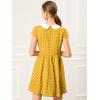 imageAllegra K Womens Peter Pan Collar Short Sleeves Contrast ALine Polka Dots DressMustard