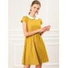imageAllegra K Womens Peter Pan Collar Short Sleeves Contrast ALine Polka Dots DressMustard