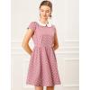 imageAllegra K Womens Peter Pan Collar Short Sleeves Contrast ALine Polka Dots DressPink