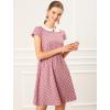 imageAllegra K Womens Peter Pan Collar Short Sleeves Contrast ALine Polka Dots DressPink
