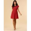 imageAllegra K Womens Peter Pan Collar Short Sleeves Contrast ALine Polka Dots DressRed