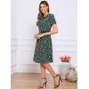imageAllegra K Womens Peter Pan Collar Tie Neck Short Sleeves ALine Elegant Belted Vintage Floral DressGreen