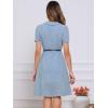 imageAllegra K Womens Peter Pan Collar Tie Neck Short Sleeves ALine Elegant Belted Vintage Floral DressSky Blue