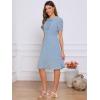 imageAllegra K Womens Peter Pan Collar Tie Neck Short Sleeves ALine Elegant Belted Vintage Floral DressSky Blue