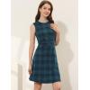 imageAllegra K Womens Plaid Dress Sleeveless Fit and Flare Houndstooth Work DressesBlue