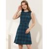 imageAllegra K Womens Plaid Dress Sleeveless Fit and Flare Houndstooth Work DressesBlue