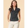 imageAllegra K Womens Polka Dots Tie Neck Blouse Summer Ruffled Cap Sleeve Office TopBlack