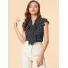 imageAllegra K Womens Polka Dots Tie Neck Blouse Summer Ruffled Cap Sleeve Office TopBlack