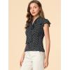 imageAllegra K Womens Polka Dots Tie Neck Blouse Summer Ruffled Cap Sleeve Office TopBlack