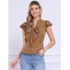 imageAllegra K Womens Polka Dots Tie Neck Blouse Summer Ruffled Cap Sleeve Office TopBrown