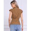 imageAllegra K Womens Polka Dots Tie Neck Blouse Summer Ruffled Cap Sleeve Office TopBrown